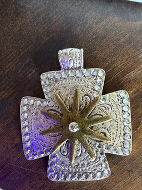Silver and Brass Cross Pendant -